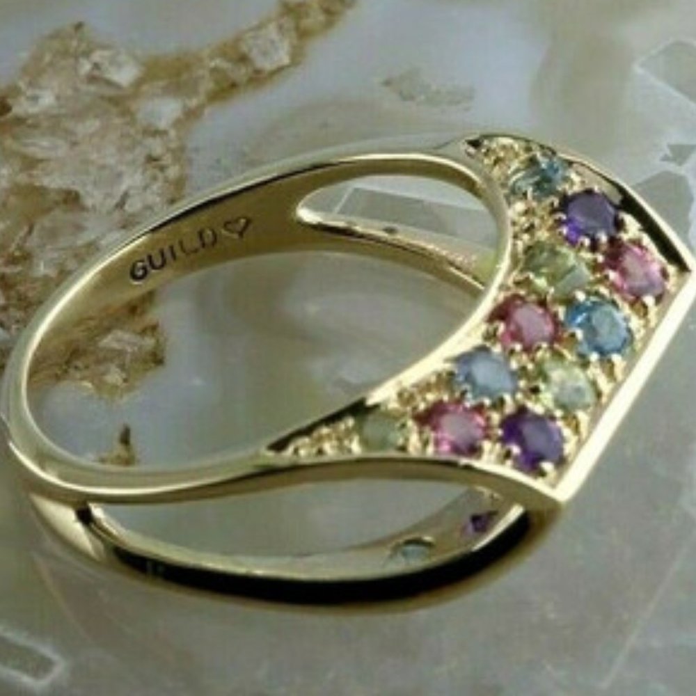 Multicolor gemstone ring 14k